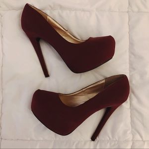 Charlotte Russe Maroon Velvet Pumps